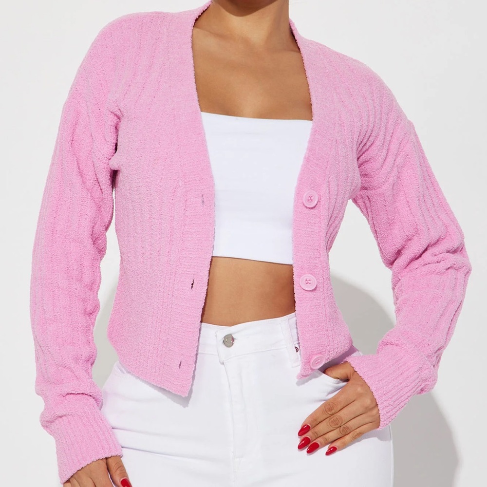 Pink Cropped Carrigan